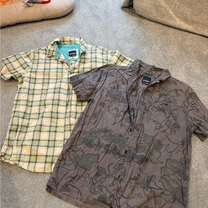 Prana Men's Short-Sleeve Button-Down Shirts - Yellow blue & Gray Camo floral